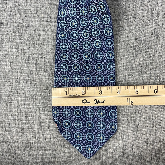 Ted Baker London 100% Silk Necktie Mens Blue Geometric Woven Hand Tailored USA - Picture 7 of 8